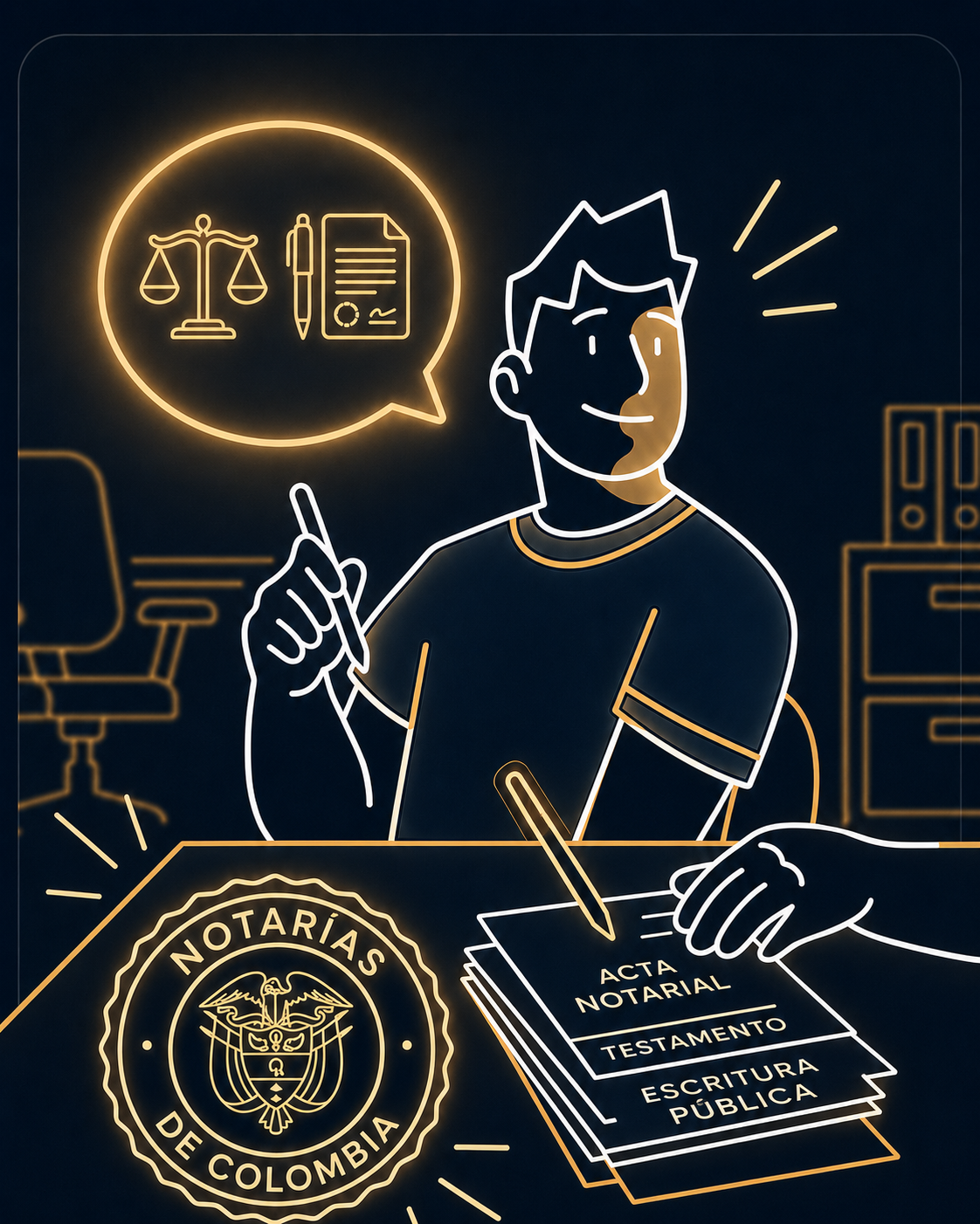 Inteligencia Notarial con sello Notarías de Colombia y documentos notariales